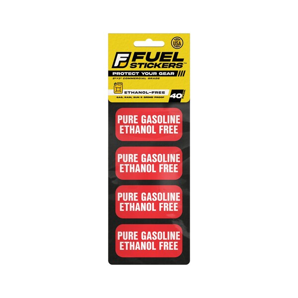 No Ethanol Sticker, Ethanol Free: Fuel Can & Outdoor Power Equipment, Hvy-Dty, 2''x1'', 40PK